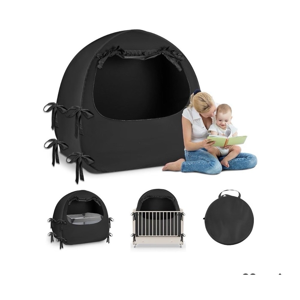 Crib Blackout Tent for Pack N Play Pop Up Travel Crib Blackout Cover Canopy Baby